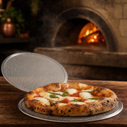 Perforoitu pizzapelti Ø 250 mm alumiini — Dynasteel
