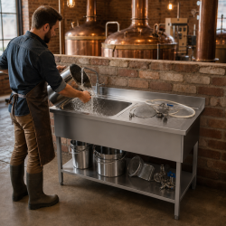 Plonge Inox 1 Bac 1200x600 mm, Droppbricka Höger, Stänkskydd
