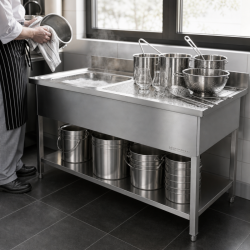 Plonge Inox 1 Allas 1200x600 mm, Valutusalue Oikea, Selkänoja