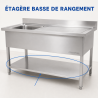 Plonge Inox 1 Allas 1200x600 mm, Valutusalue Oikea, Selkänoja