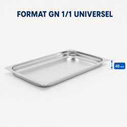 Bac Gastro GN 1/1 Inox 40 mm - 4 L - Cuisine Pro