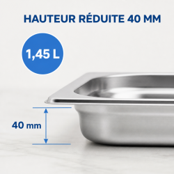 Bac Gastro GN 1/3 Stainless Steel 40 mm — 325 x 175 mm