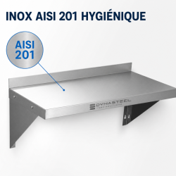 Väggmonterad hylla rostfritt stål 800 x 300 mm med stänkskydd