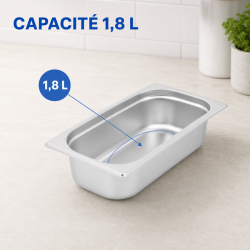 Bac Gastro GN 1/4 Rostfritt stål — Djup 65 mm — 1,8 L