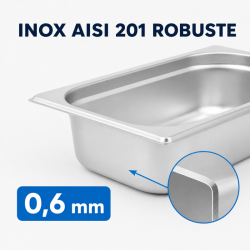 Bac Gastro GN 1/4 Rostfritt stål — Djup 65 mm — 1,8 L