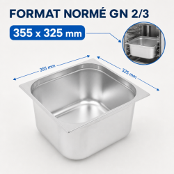 Bac Gastro GN 2/3 Inox 13 L - Syvyys 150 mm