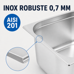 Bac Gastro GN 2/3 Inox 13 L - Syvyys 150 mm