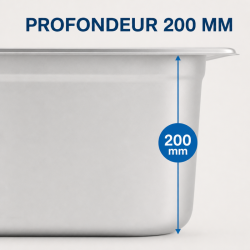 Bac Gastro GN 2/3 Inox 18 L - Syvyys 200 mm