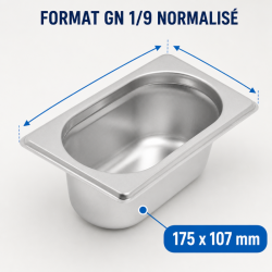 Bac Gastro GN 1/9 Inox - Syvyys 65 mm - 0,6 L