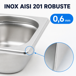 Bac Gastro GN 1/9 Inox - Syvyys 65 mm - 0,6 L