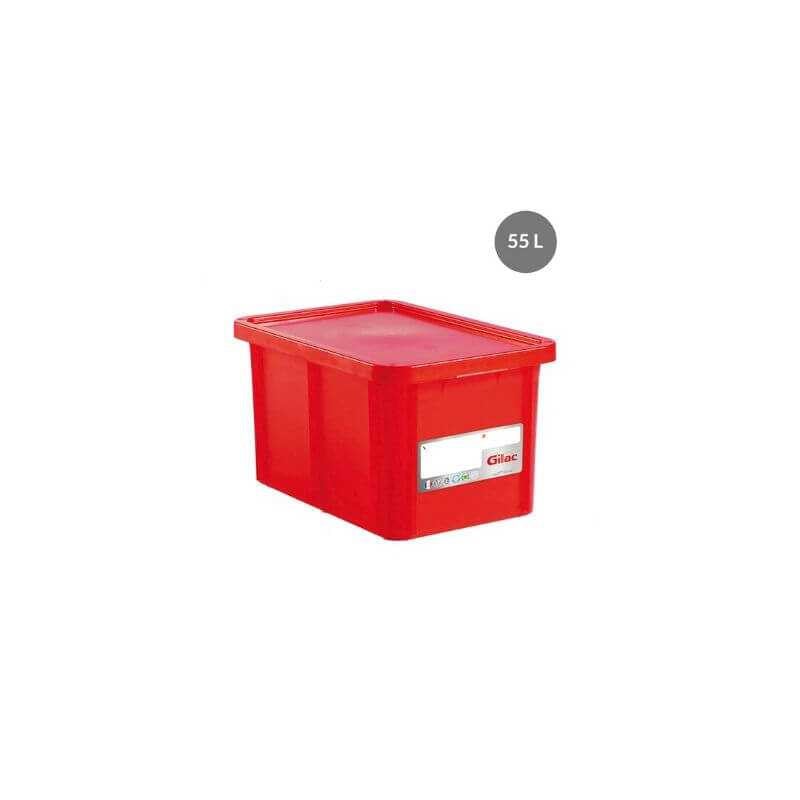 Rektangulär Behållare 55 L + Rött Lock HACCP