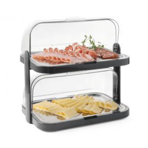 Vitrine Buffet liukukannella UNIQ - 2 tasoa - Musta - HENDI