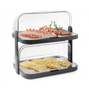 Vitrine Buffet med Skjutlock UNIQ - 2 Hyllor - Svart - HENDI