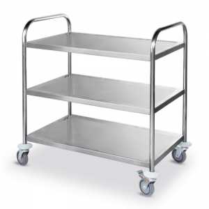Palveluvaunu ruostumattomasta teräksestä 3 hyllyllä - Hendi