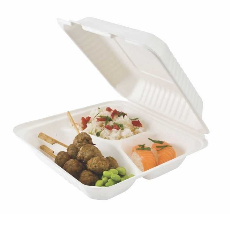 Lunch Box Bagasse 3 Compartments - Pack of 50