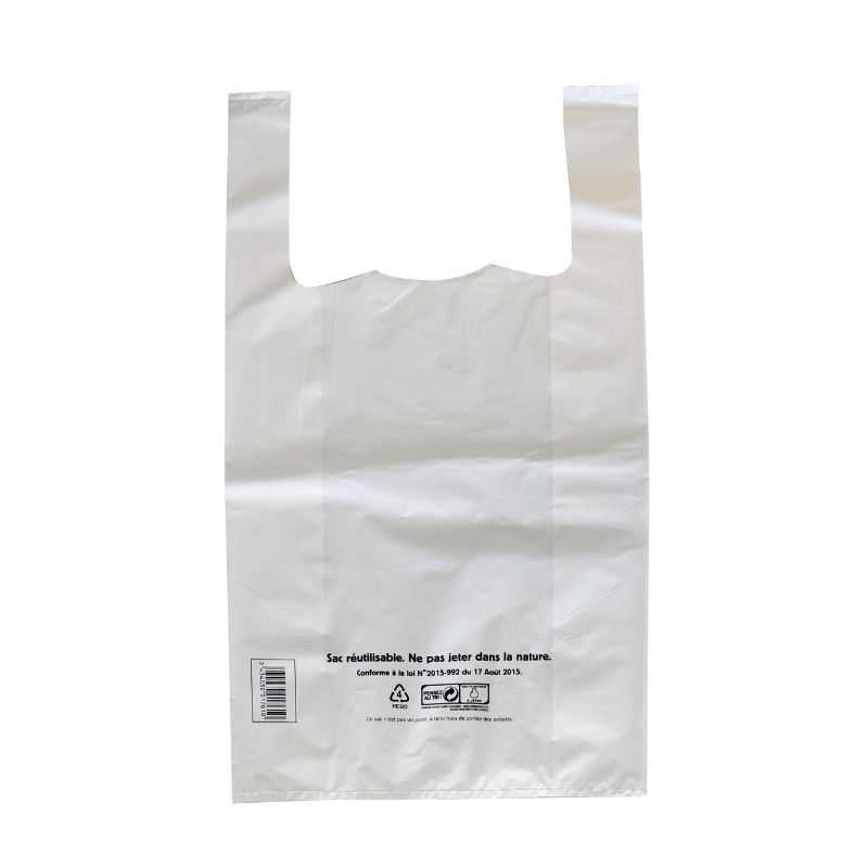 Sacs Bretelles Réutilisables Blanc - 10 L - Lot de 500