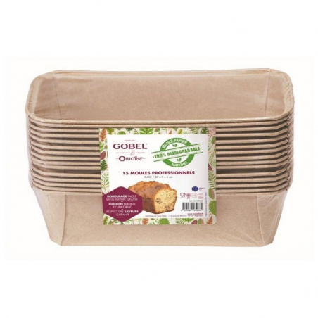 Disposable Paper Loaf Pans - 23.3 x 11 x 6.5 cm - Set of 15