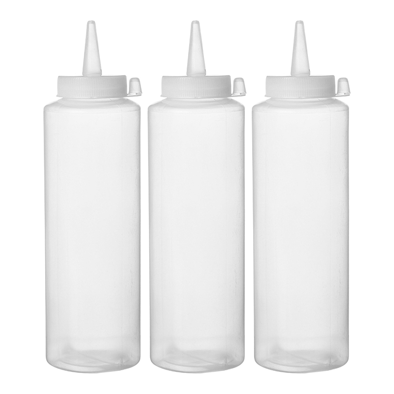 Flaska med genomskinlig dispenser - 0,2 L - Paket med 3