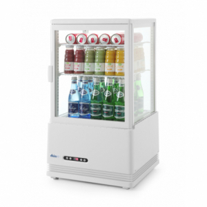 White Refrigerated Display Case with 4 Glass Sides - 58 L