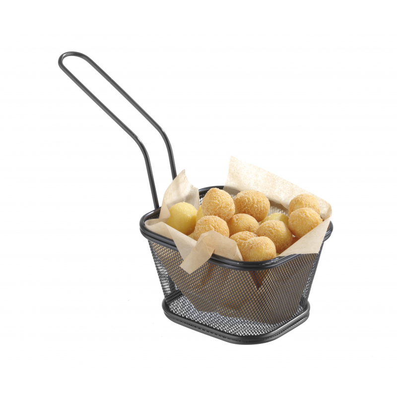 Miniatyr svart pommes frites-korg - 105 x 90 mm