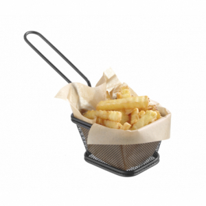 Miniatyr svart pommes frites-korg - 105 x 90 mm