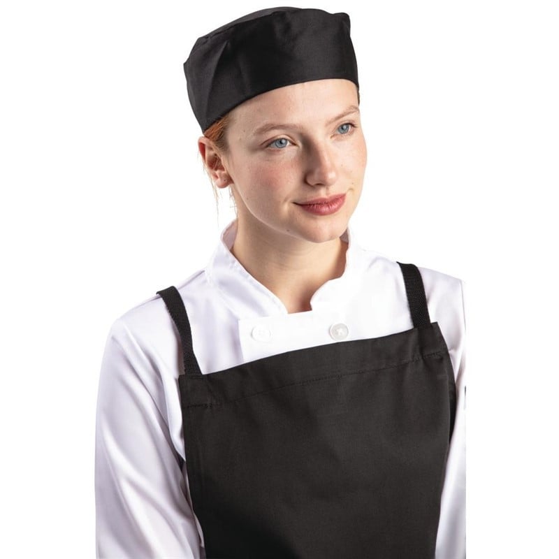Kockmössa i svart polycotton - Storlek S 55,9 cm - Whites Chefs Clothing - Fourniresto