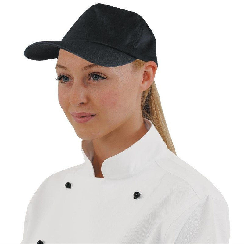 Basebollkeps Svart Med Justerbar Rem - One Size - Whites Chefs Clothing - Fourniresto