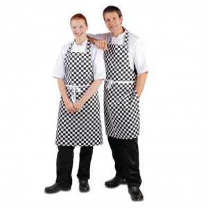 Fickförkläde i svart och vitt rutigt 970 x 710 mm - Whites Chefs Clothing - Fourniresto