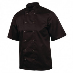 Svart unisex kortärmad kockjacka Vegas - Storlek M - Whites Chefs Clothing - Fourniresto