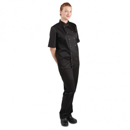 Svart unisex kortärmad kockjacka Vegas - Storlek S - Whites Chefs Clothing - Fourniresto