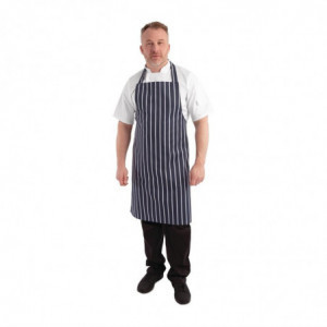 Tablier Bavette Sans Poche Rayé Marine Et Blanc 965 X 710 Mm - Whites Chefs Clothing - Fourniresto