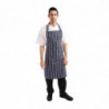 Apron Bib Without Pocket Striped Navy And White 965 X 710 Mm - Whites Chefs Clothing - Fourniresto