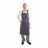 Ficklappsförkläde Randig Marinblå och Vit 965 x 710 mm - Whites Chefs Clothing - Fourniresto