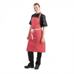 Ficka förkläde Randig Röd och Vit 710 x 970 mm - Whites Chefs Clothing - Fourniresto