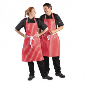 Ficka förkläde Randig Röd och Vit 710 x 970 mm - Whites Chefs Clothing - Fourniresto