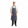 Fickförkläde med randig ficka i marinblått och vitt 965 x 710 mm - Whites Chefs Clothing - Fourniresto