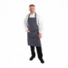 Tablier Bavette Avec Poche Rayé Marine Et Blanc 965 X 710 Mm - Whites Chefs Clothing - Fourniresto