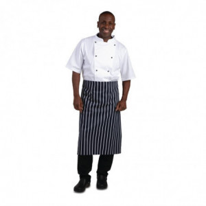 Förkläde i randigt blått och vitt 760 x 920 mm - Whites Chefs Clothing - Fourniresto