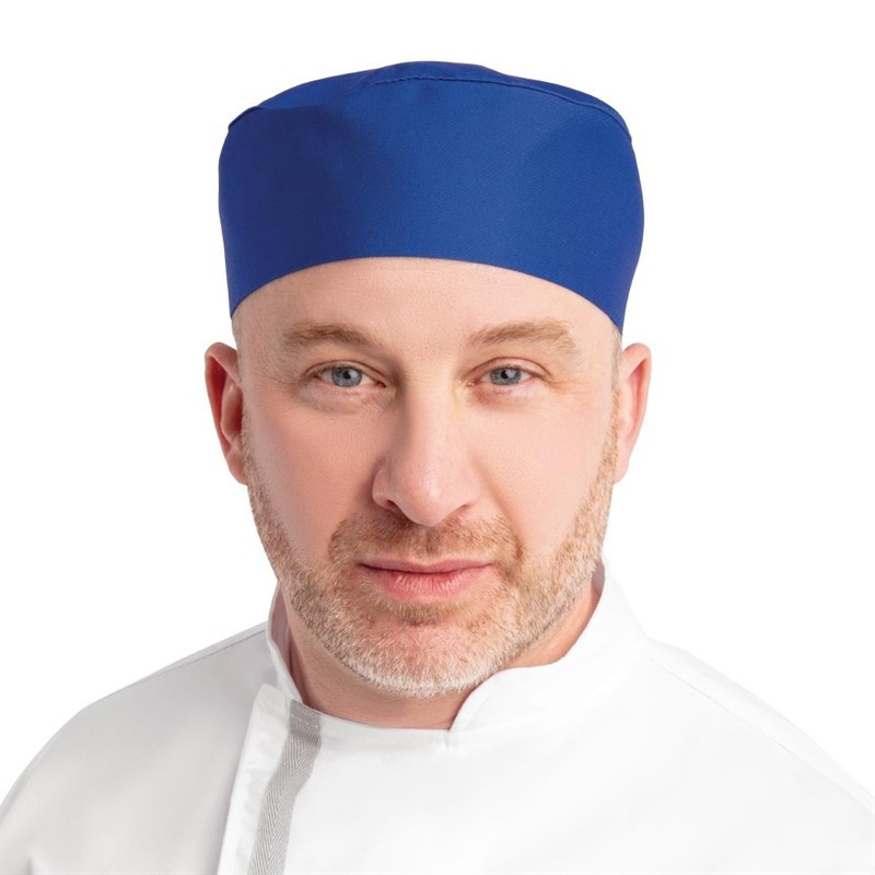 Kockmössa i kungligt blått i polycotton - One size - Whites Chefs Clothing - Fourniresto