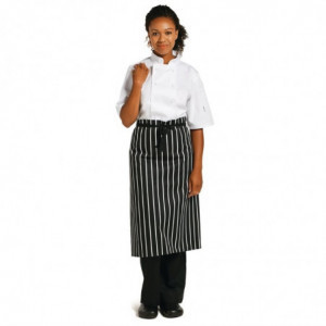 Förkläde i randigt vitt och svart 760 x 970 mm - Whites Chefs Clothing - Fourniresto