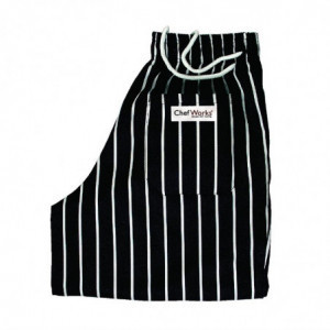 Mixed Black and White Striped Baggy Kitchen Pants - Size L - Chef Works - Fourniresto