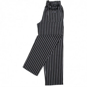 Unisex Black and White Striped Baggy Chef Pants - Size M - Chef Works - Fourniresto