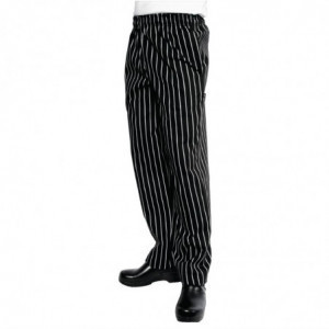 Unisex Black and White Striped Baggy Chef Pants - Size XL - Chef Works - Fourniresto