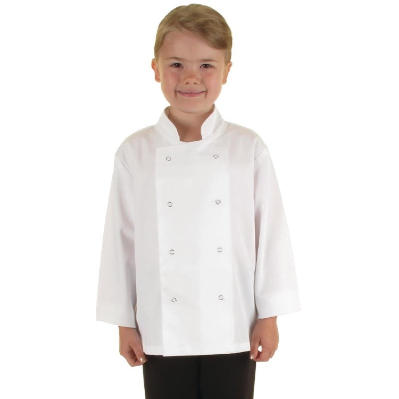 Keittiön valkoinen takki lapselle - Koko S/M 5/7 vuotta - Valkoista kokkivaatetusta - Fourniresto