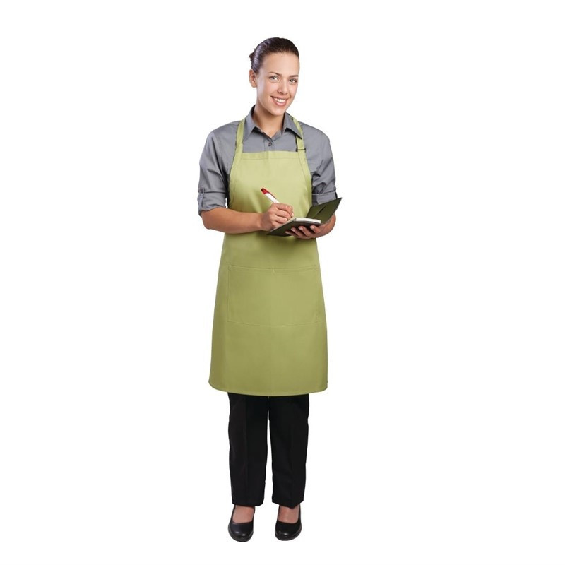 Esiliina Bavette säädettävällä niskanauhalla ja kahdella taskulla Anisvihreä 610 x 860 mm - Chef Works - Fourniresto