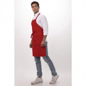 Bib Apron With Adjustable Neck Strap And Double Pocket Red 610 X 860 Mm - Chef Works - Fourniresto