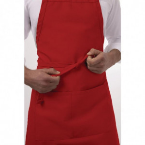 Bib Apron With Adjustable Neck Strap And Double Pocket Red 610 X 860 Mm - Chef Works - Fourniresto