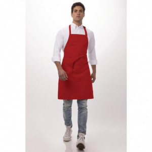 Förkläde med justerbar nackrem och dubbla fickor i rött 610 x 860 mm - Chef Works - Fourniresto