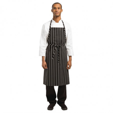 Premium-kudottu raitainen mustavalkoinen esiliina - Chef Works - Fourniresto
