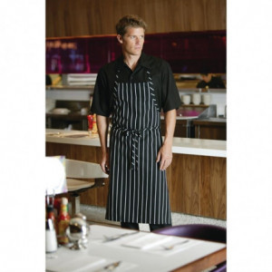 Premium Woven Bib Apron with Black and White Stripes - Chef Works - Fourniresto